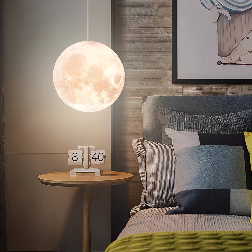 Moon Globe Pendant Light Crescent Creative White Ceiling Light