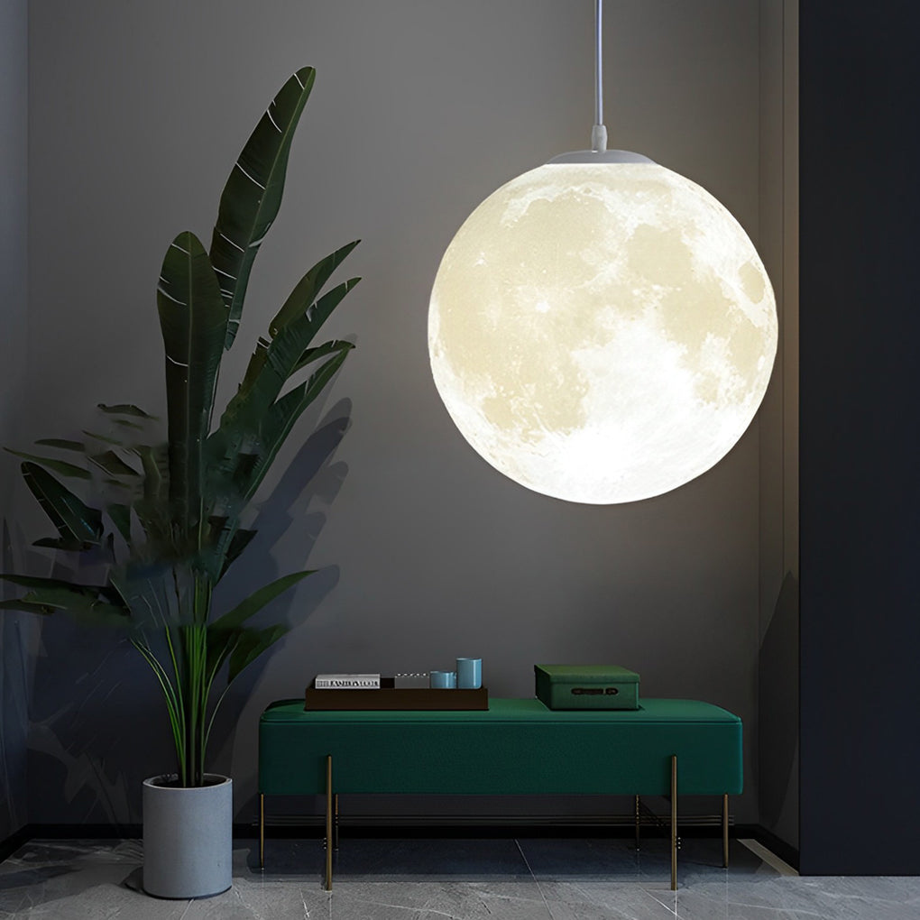 Moon Globe Pendant Light Crescent Creative White Ceiling Light