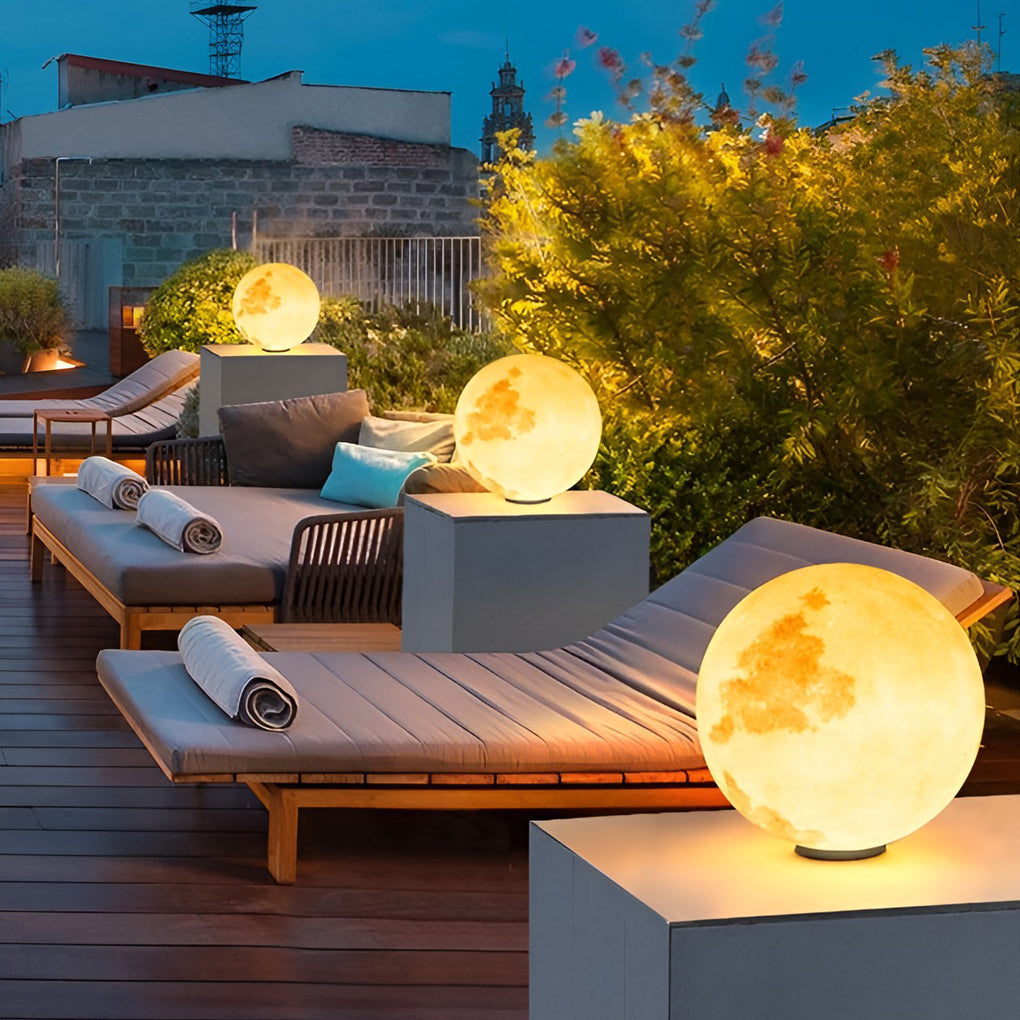 Moon Pillar Lights Modern Waterproof LED Resin Lamp