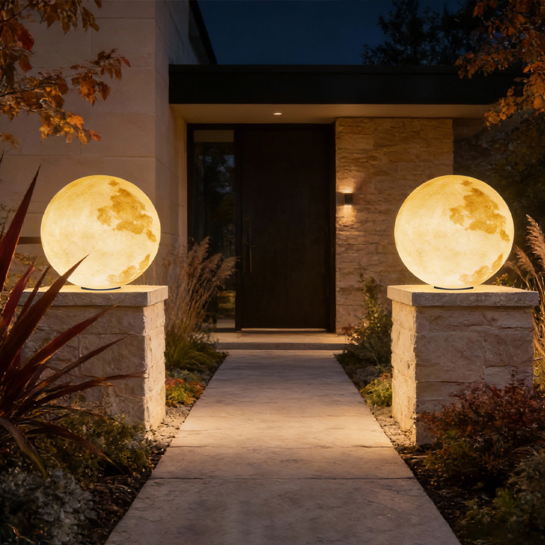 Moon-Shaped Stone Pillar Light Outdoor Decorative Light