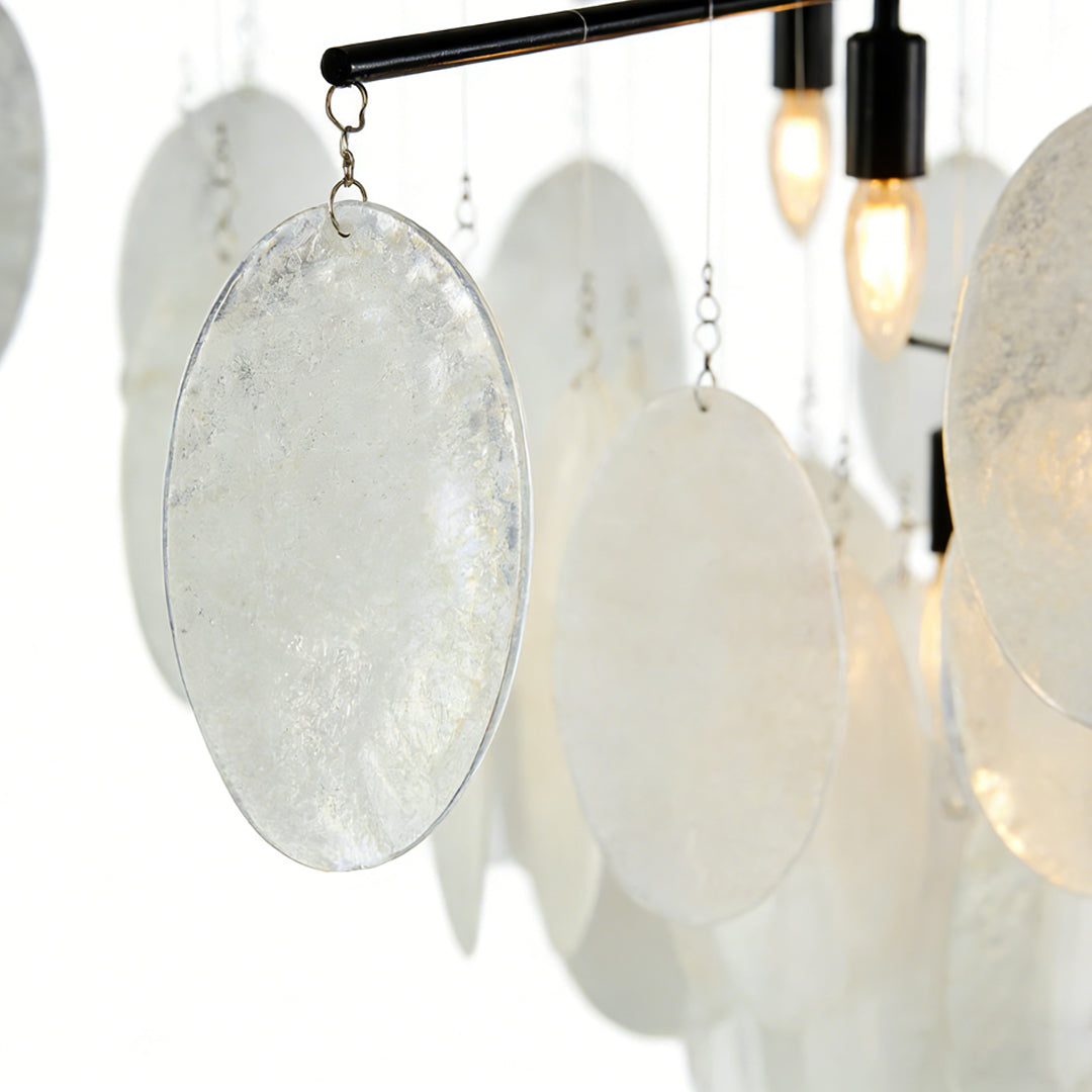 Mother of Pearl Chandelier Minimalist Metal Frame Ceiling Light