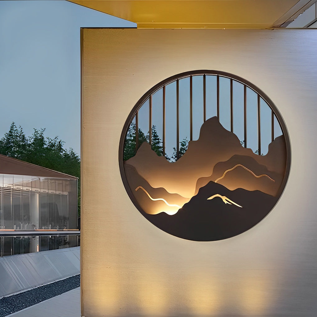 Mountain LED Wall Light Round Landscape Waterproof Light