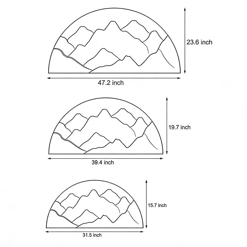Mountain LED Wall Light Half‑circle Landscape LED Art Panel Lamp