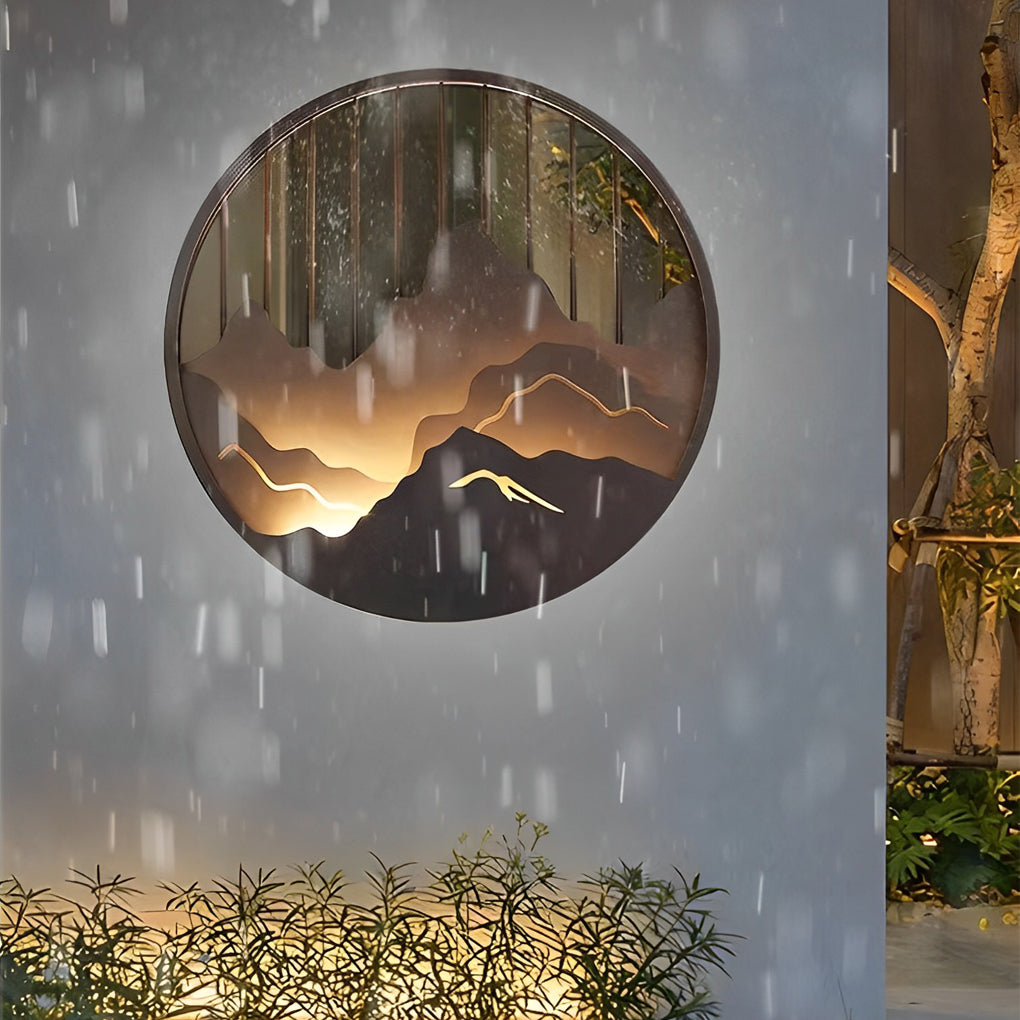 Mountain LED Wall Light Round Landscape Waterproof Light