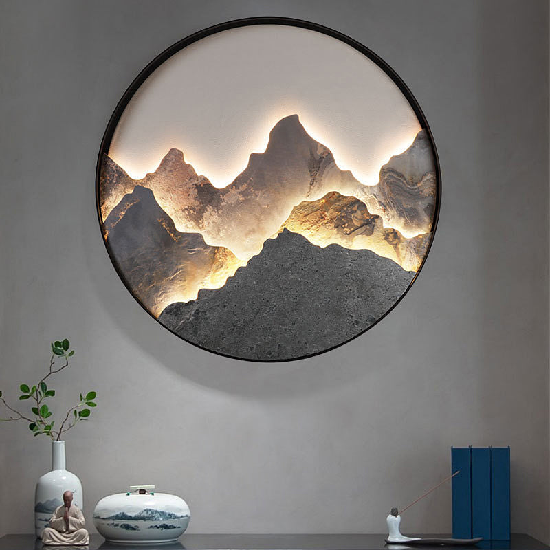 Mountain LED Wall Light Natural Landscape Painting Lamp