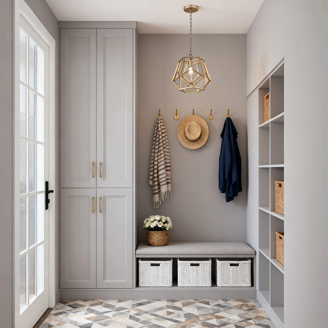 Gold Hanging Pendant Light Single Geometric Ceiling Light
