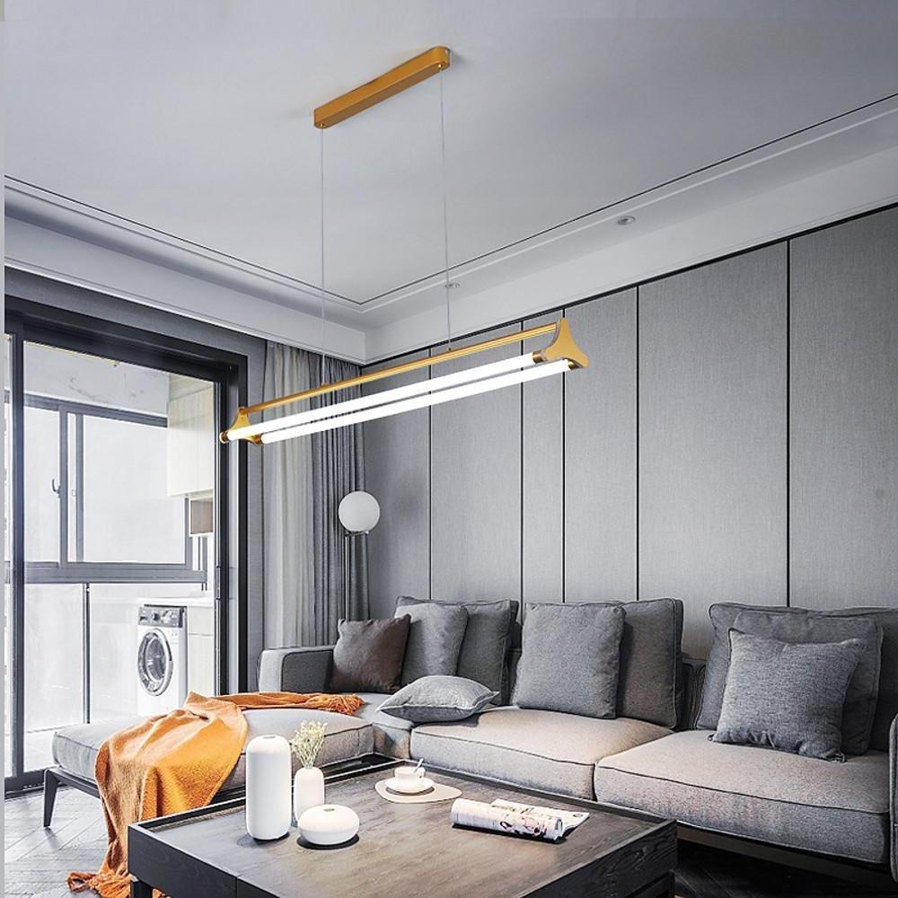 Double LED Bar Lights Gold Metal Dimmbale Pendant Lights