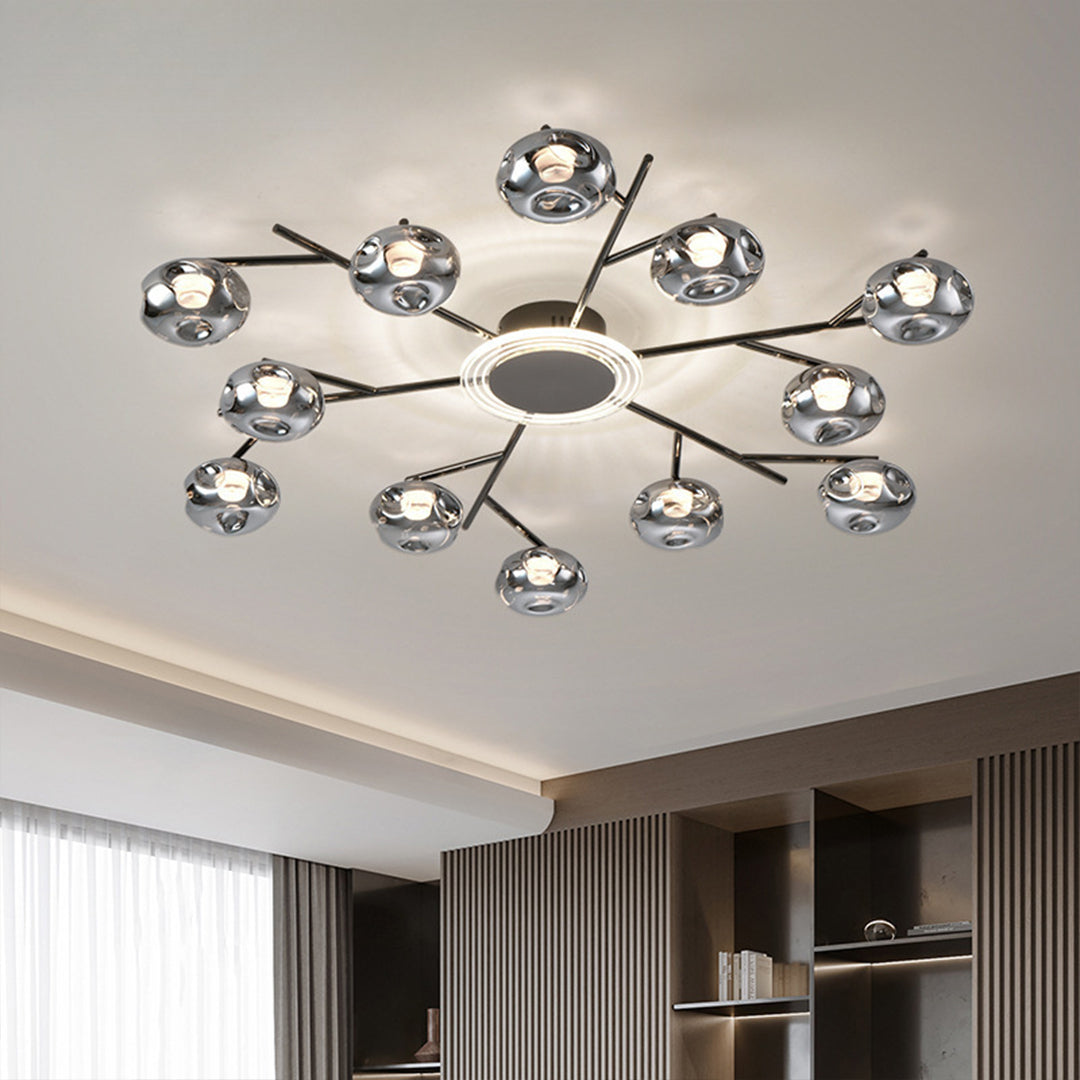 Round Large Semi Flush Mount Lighting Branching Semi-Flush Ceiling Light