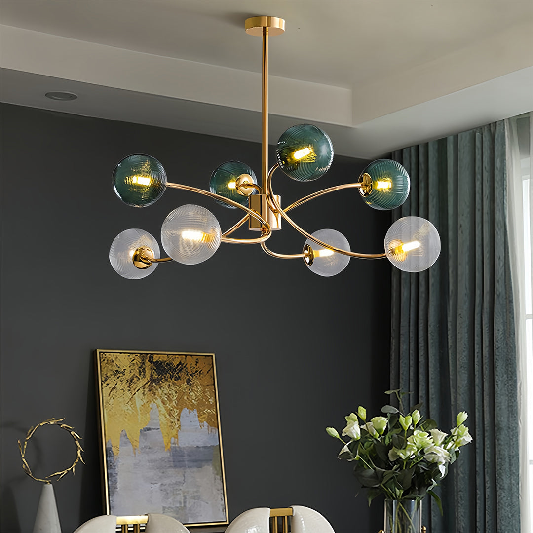 Clear Glass Flush Mount Ceiling Light Gold Finish 6-Head Creative Lamp