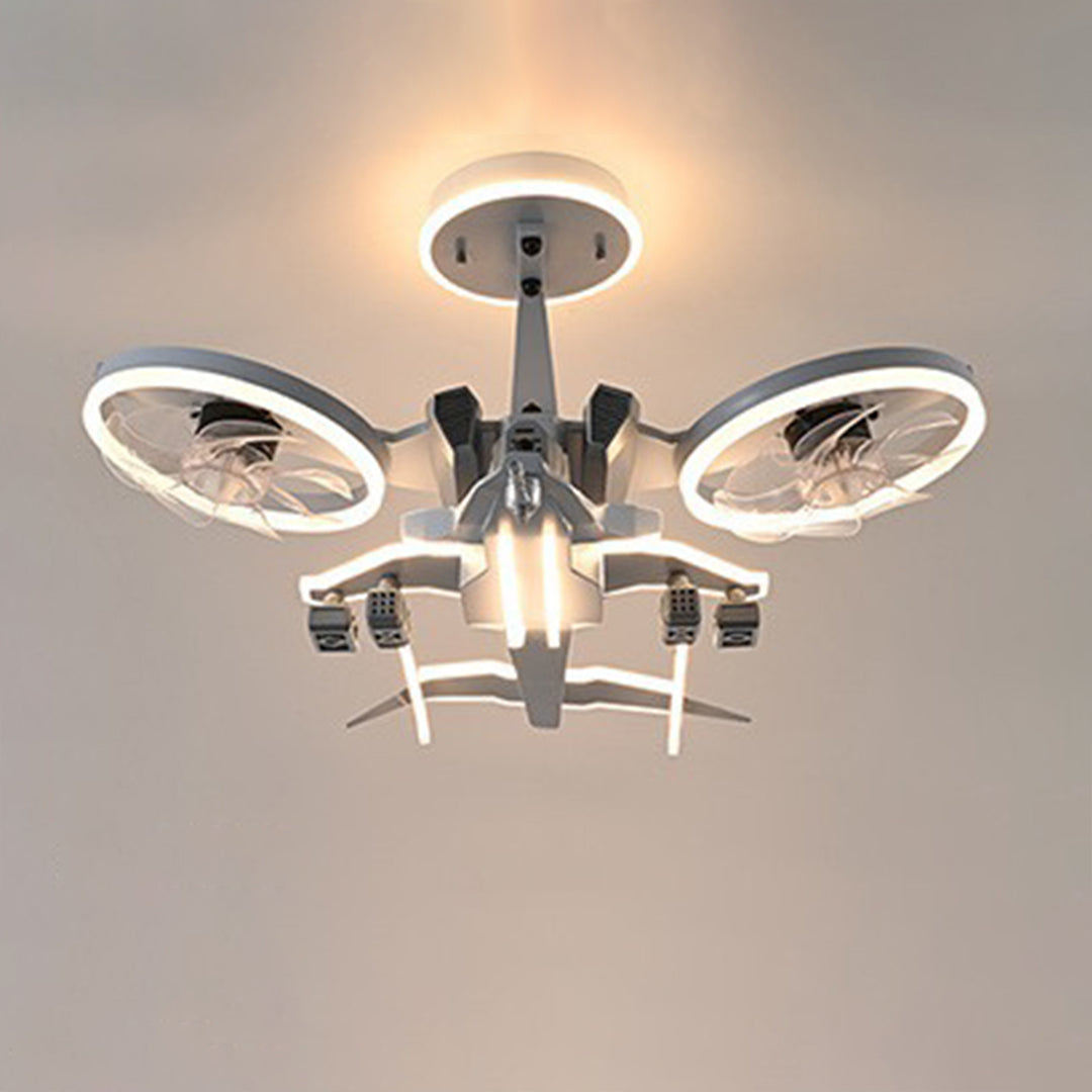 Kids Ceiling Fan With Light Fighter Jet Shaped wide-spectrum Fan Light