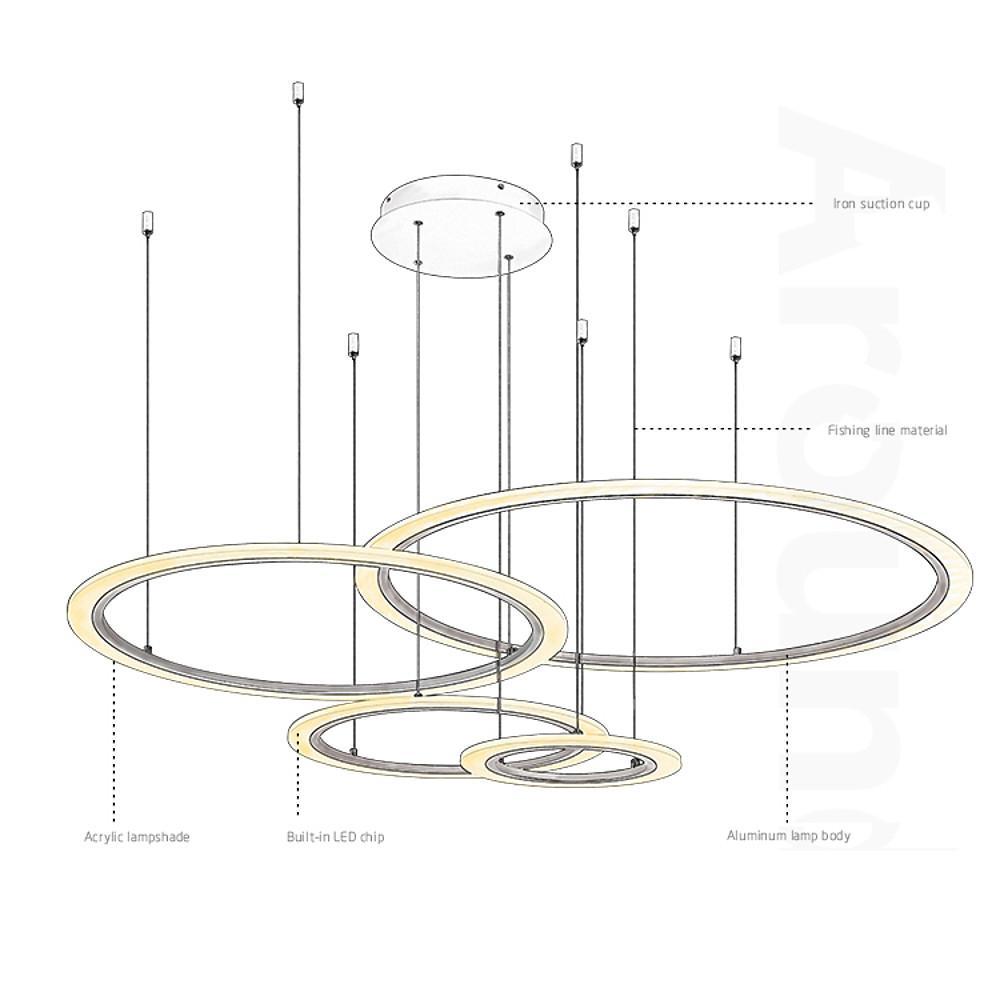Multi Ring Chandelier Geometric Floating Ring Ceiling Light