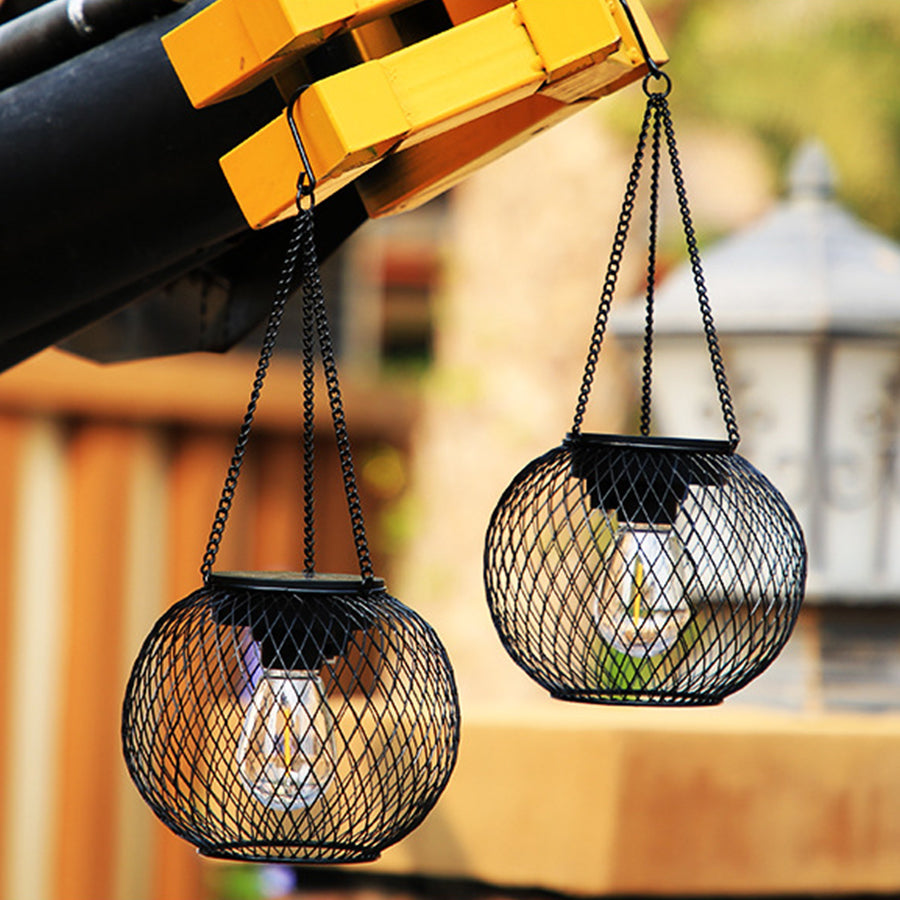 Lantern Style Outdoor Lights Solar Iron Mesh Hanging Lights