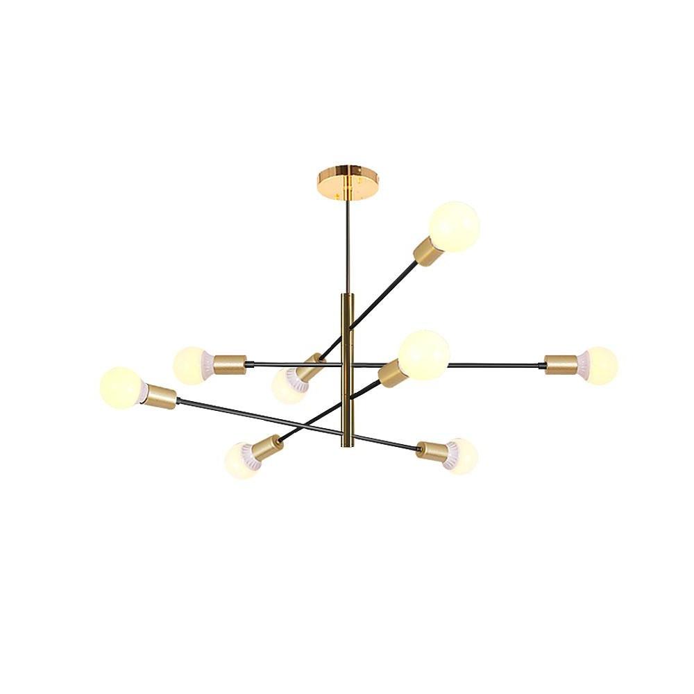 Modern Sputnik LED Geometric Chandelier Living Room Black Linear Chandelier 8 Bulbs