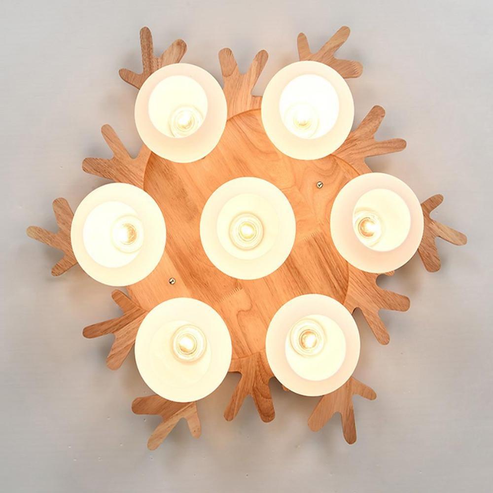 Globe Ceiling Lamp Nordic Style Wooden Glass LED Light