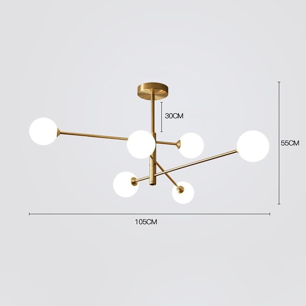6-light Sputnik LED Electroplated Glass Gold Modern Chandeliers Ceiling Lights