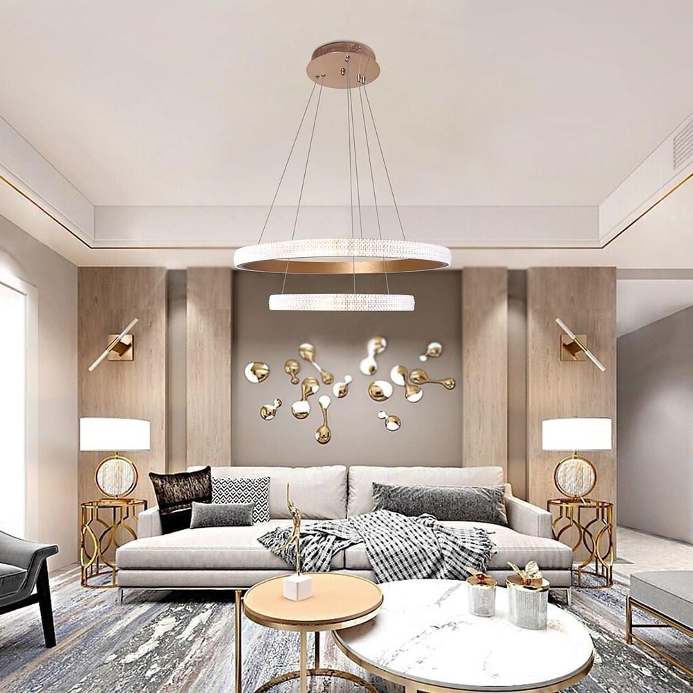 Circle Modern Ring Light Chandelier Aluminum Acrylic Kitchen Ceiling Light