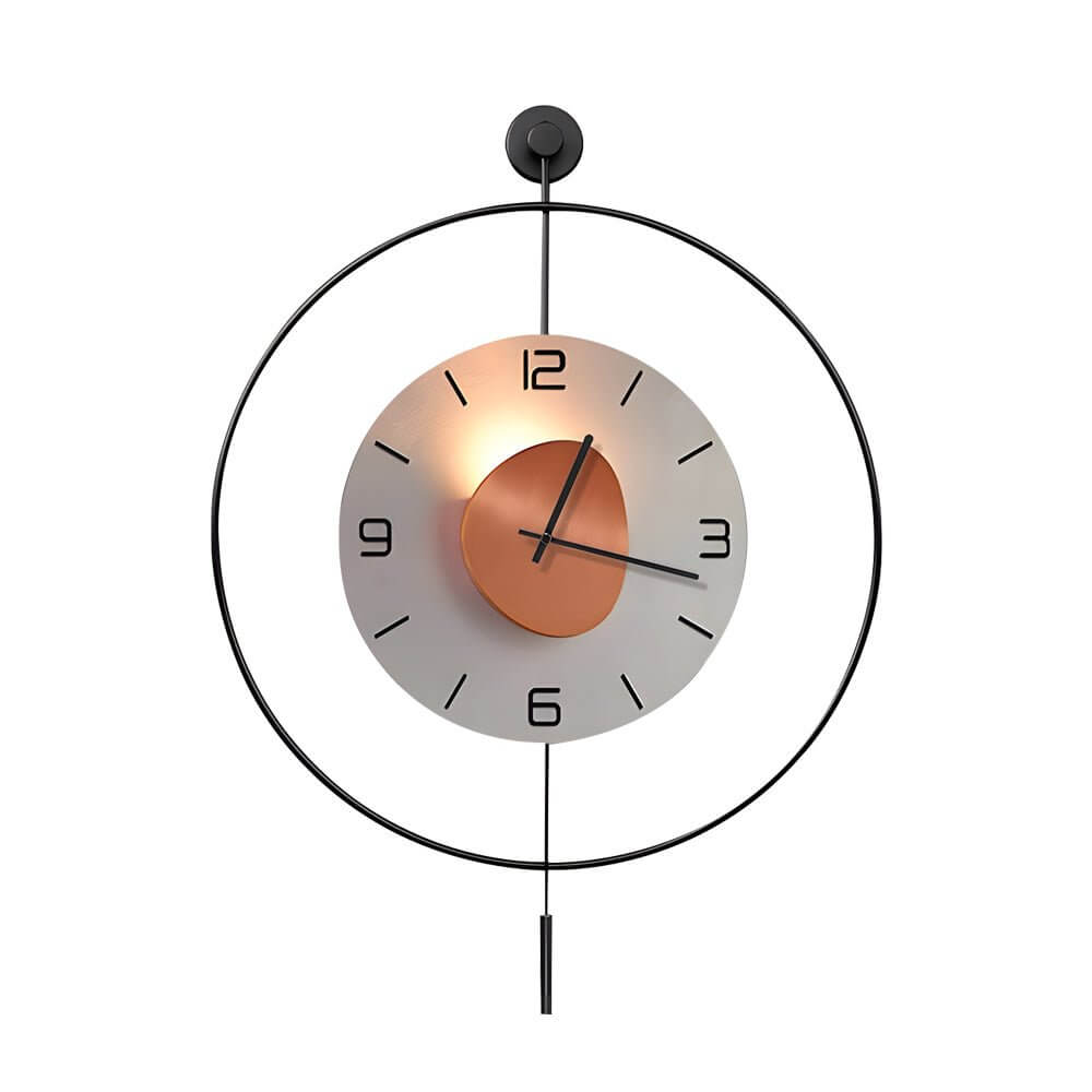 Night Light Wall Clock Round LED Floating Metal Light