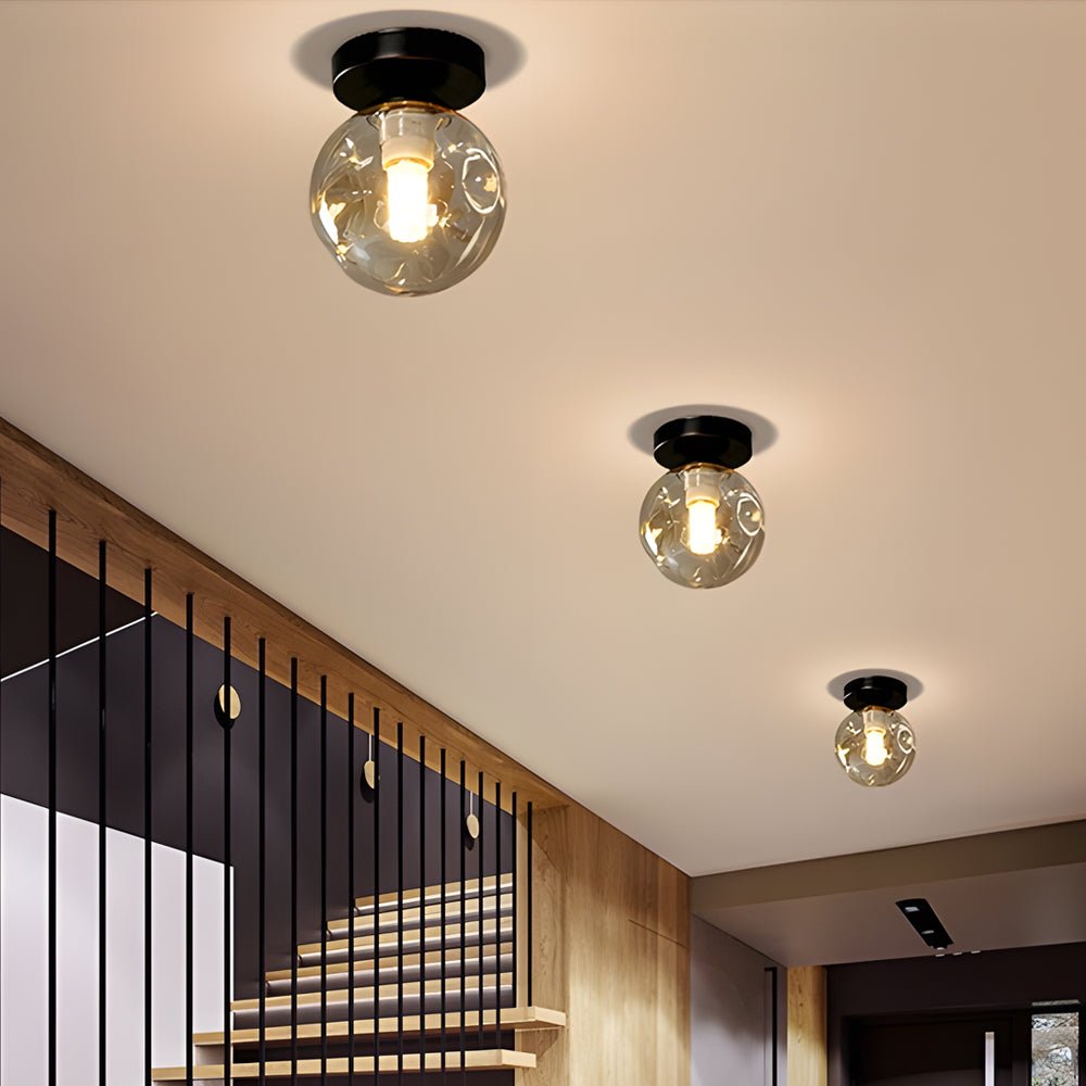 Nordic Corridor Glass Ceiling Light Fixture with Amber/Smoky Shades