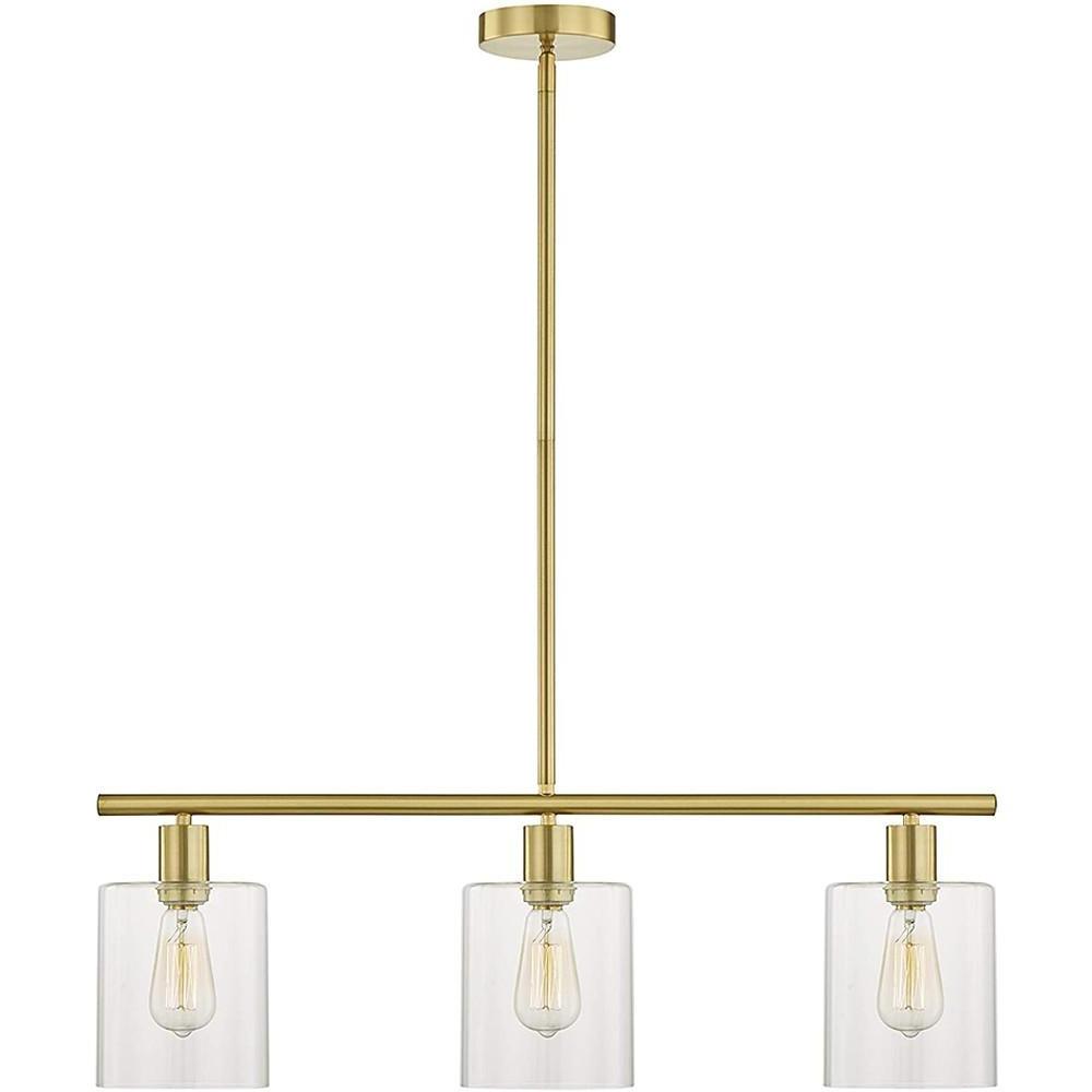 3-Lantern Vintage Metal Glass LED Pendant Lighting for Dining Room