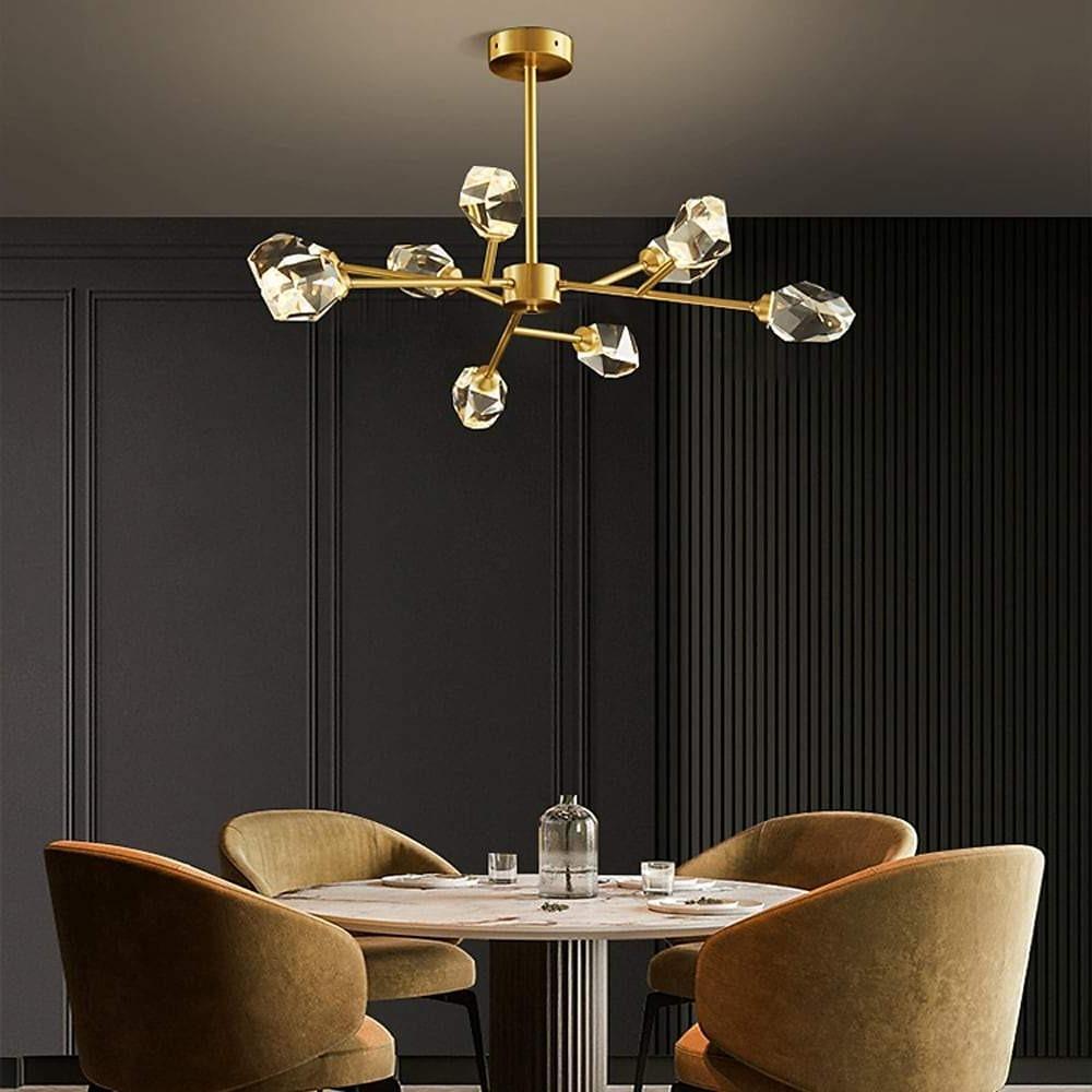 9 Lights Modern Sputnik Luxury Irregular Crystal Dinning Room Chandelier