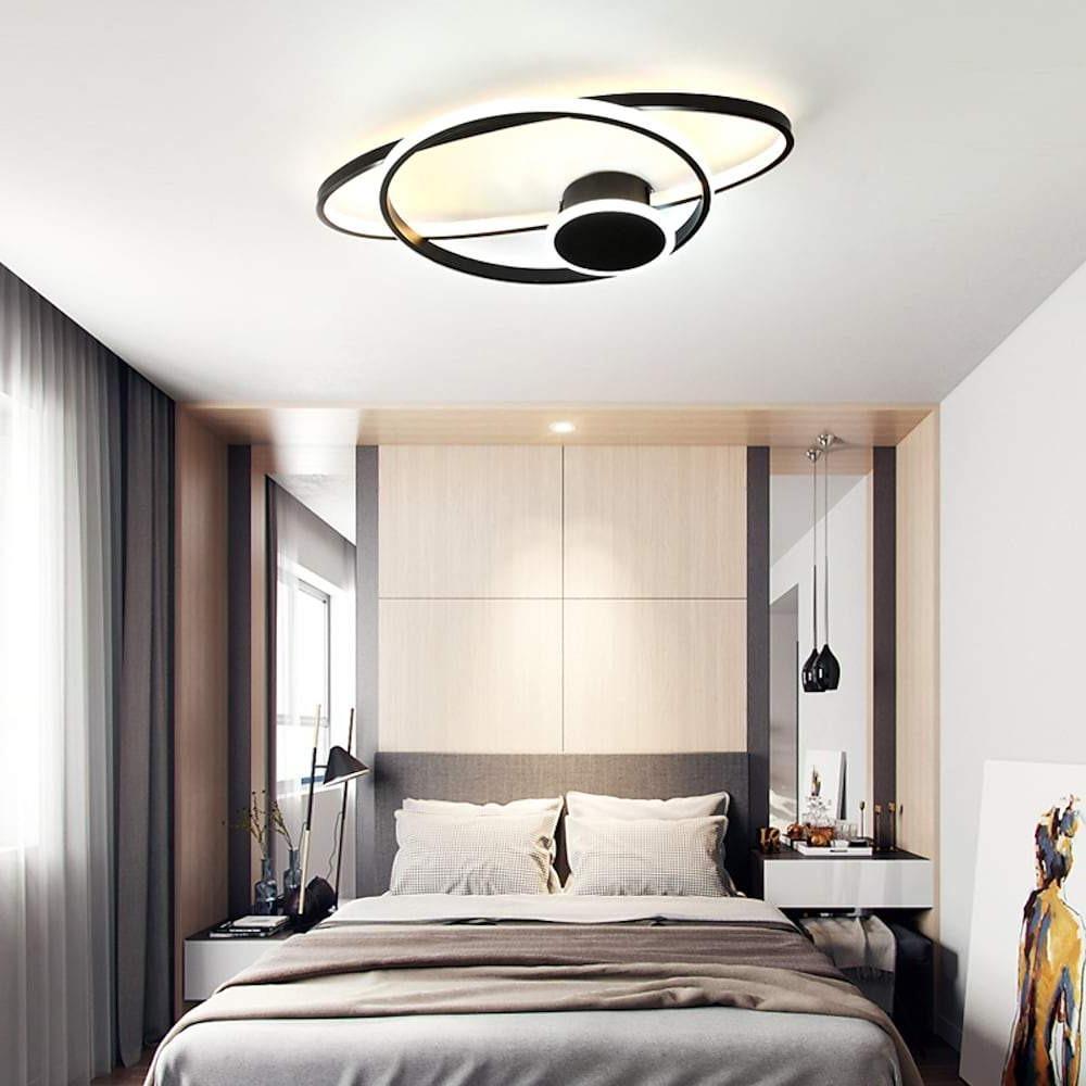 Modern Black Ring Ceiling Light: Interlocking LED Fixture