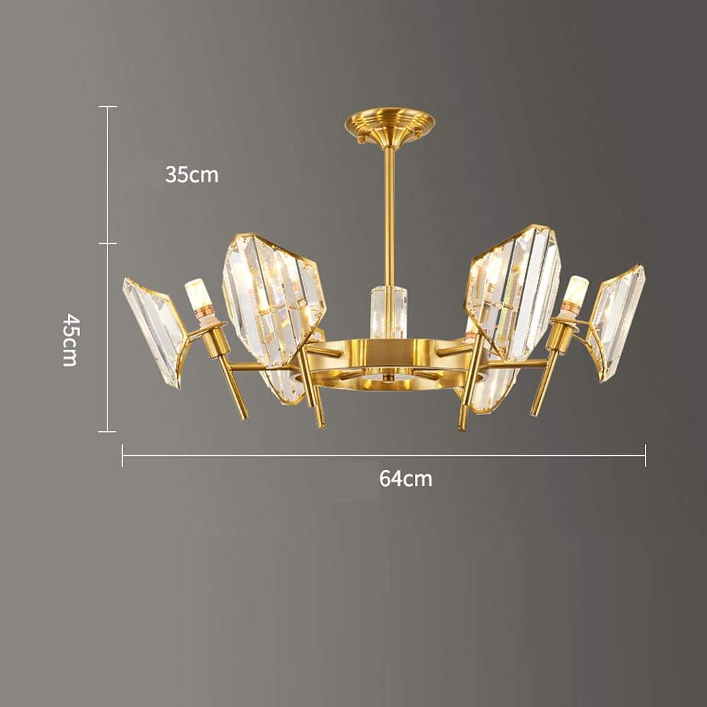 Brass Ring Frame Crystal Chandelier - Gold Metal, Crystal Accents Ceiling Lighting