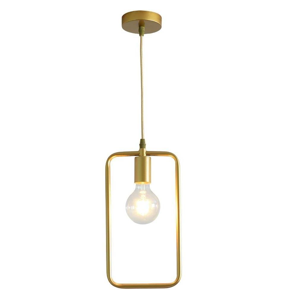 Metal Black and Gold Ceiling Light Rounded Square Pendant Lighting