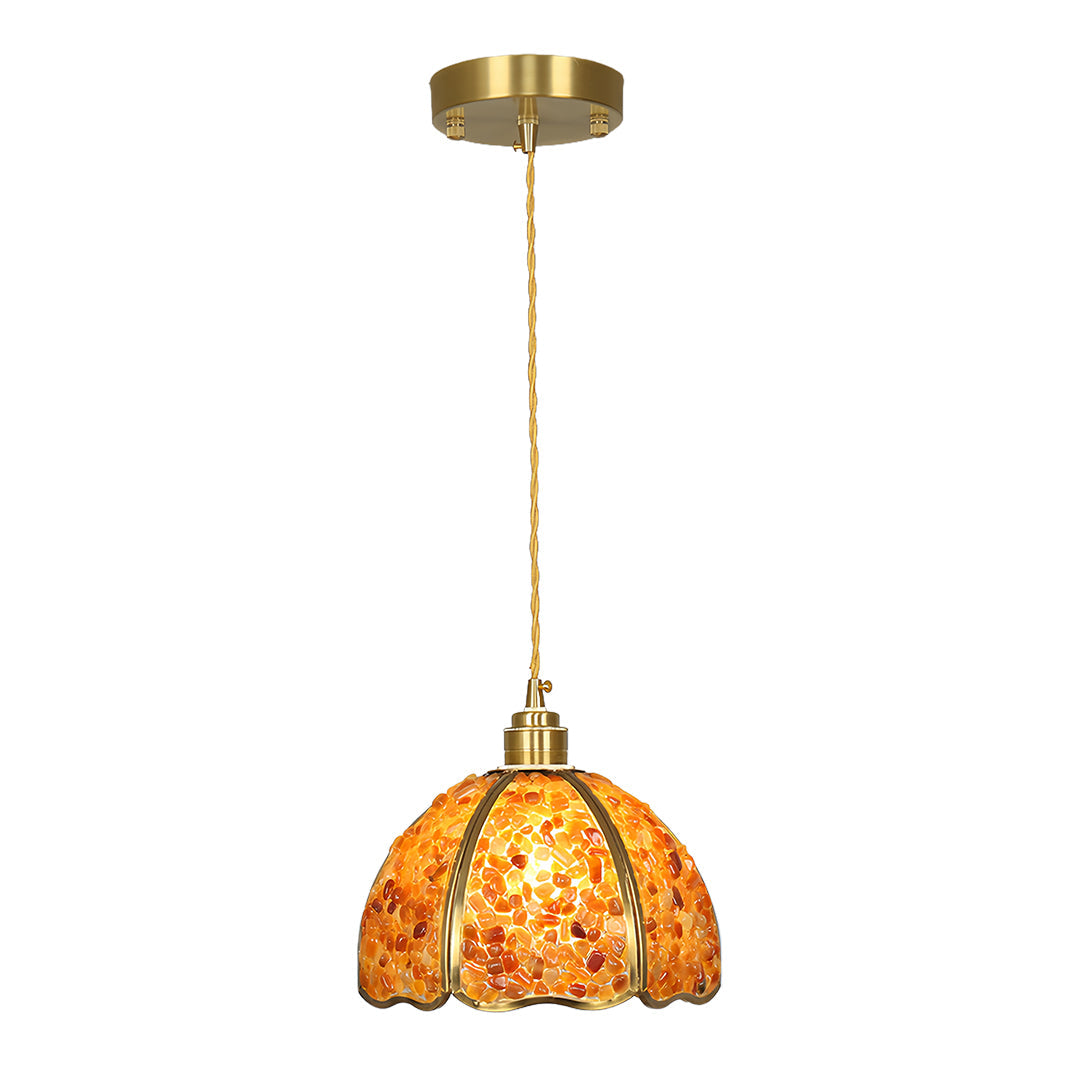 Small Crystal Pendant Light Vintage Full Copper Ceiling Light