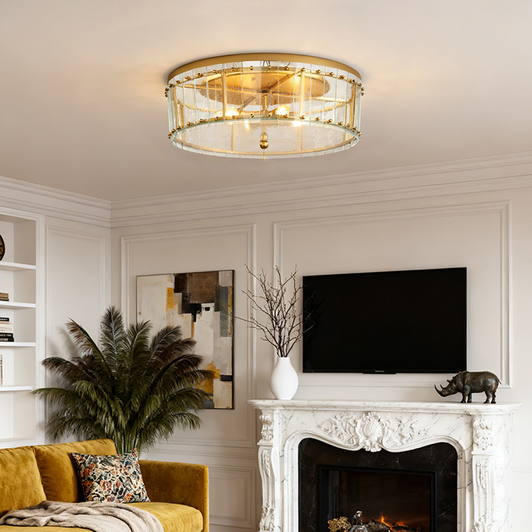 Flush Mount Gold Light Contemporary Elegant Luxury Round Glass Light