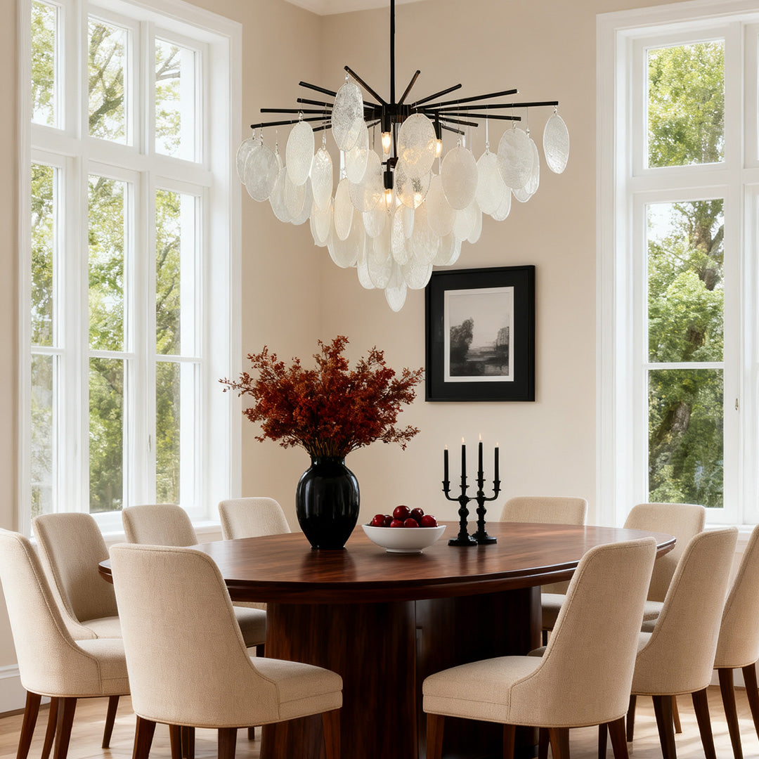 Mother of Pearl Chandelier Minimalist Metal Frame Ceiling Light