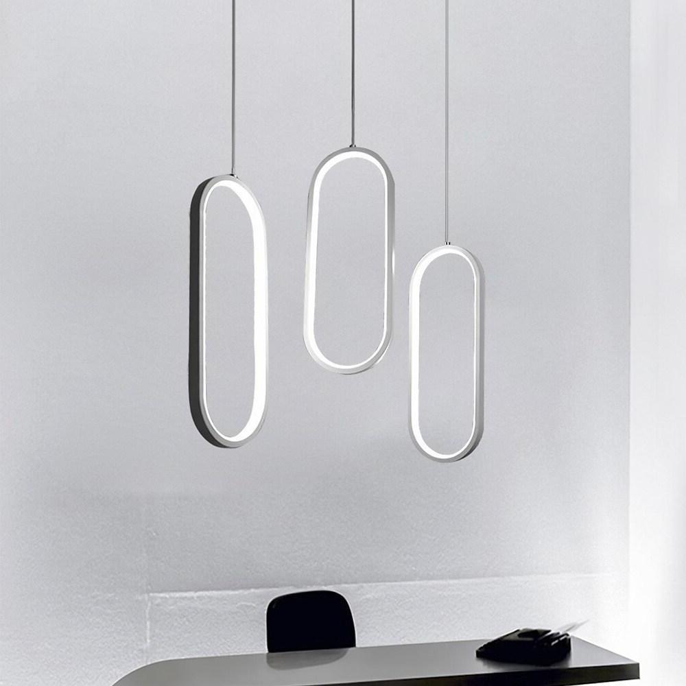 Modern Curved 3 Oval Chandeliers Aluminum Ceiling Light