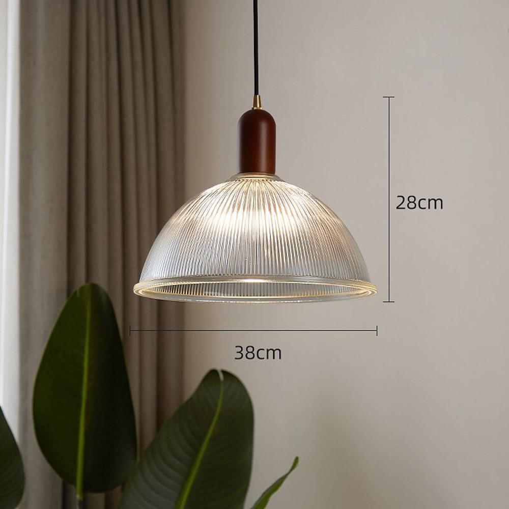 Country Glass Wood Ceiling Lights Bowl Vintage Pendant Lighting