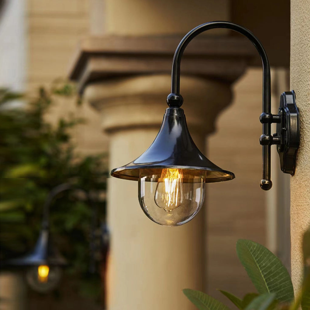 Outdoor Black Wall Lights Retro Creative Trumpet-Shaped Light
