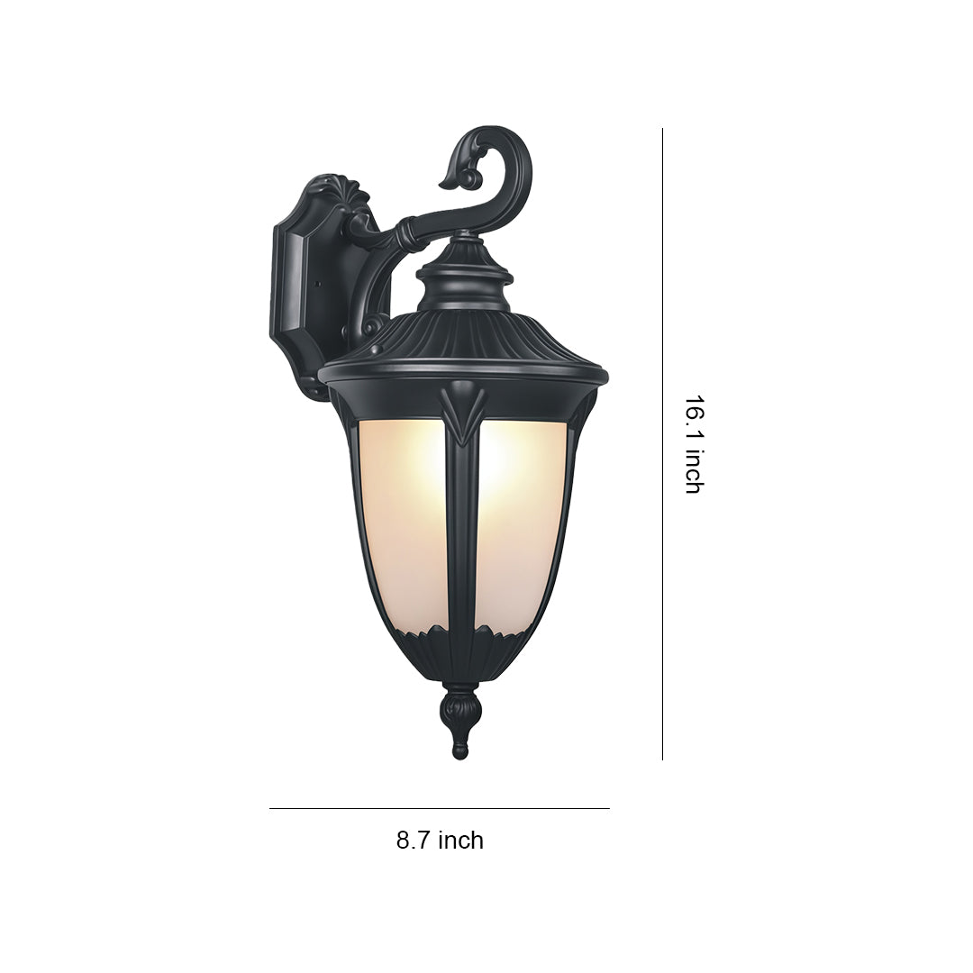 Outdoor Black Wall Sconce European Style Aluminum Glass Shade Lamp