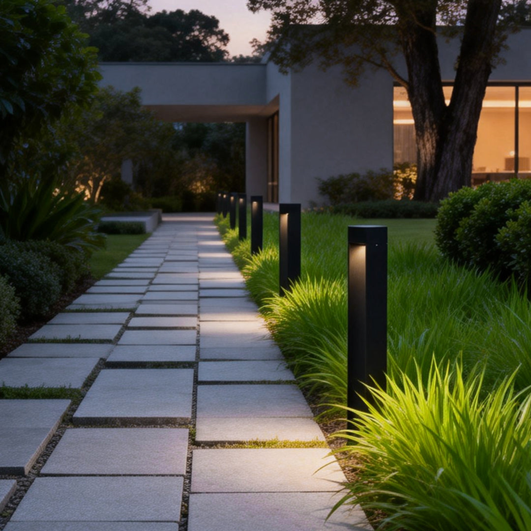 Bollard LED Lights Modern Black Outdoor Lawn Light