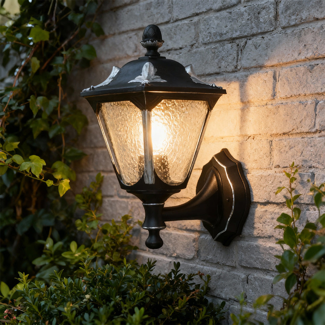 Outdoor Light for Wall Weatherproof Glass Shade Classic Aluminum Lamp