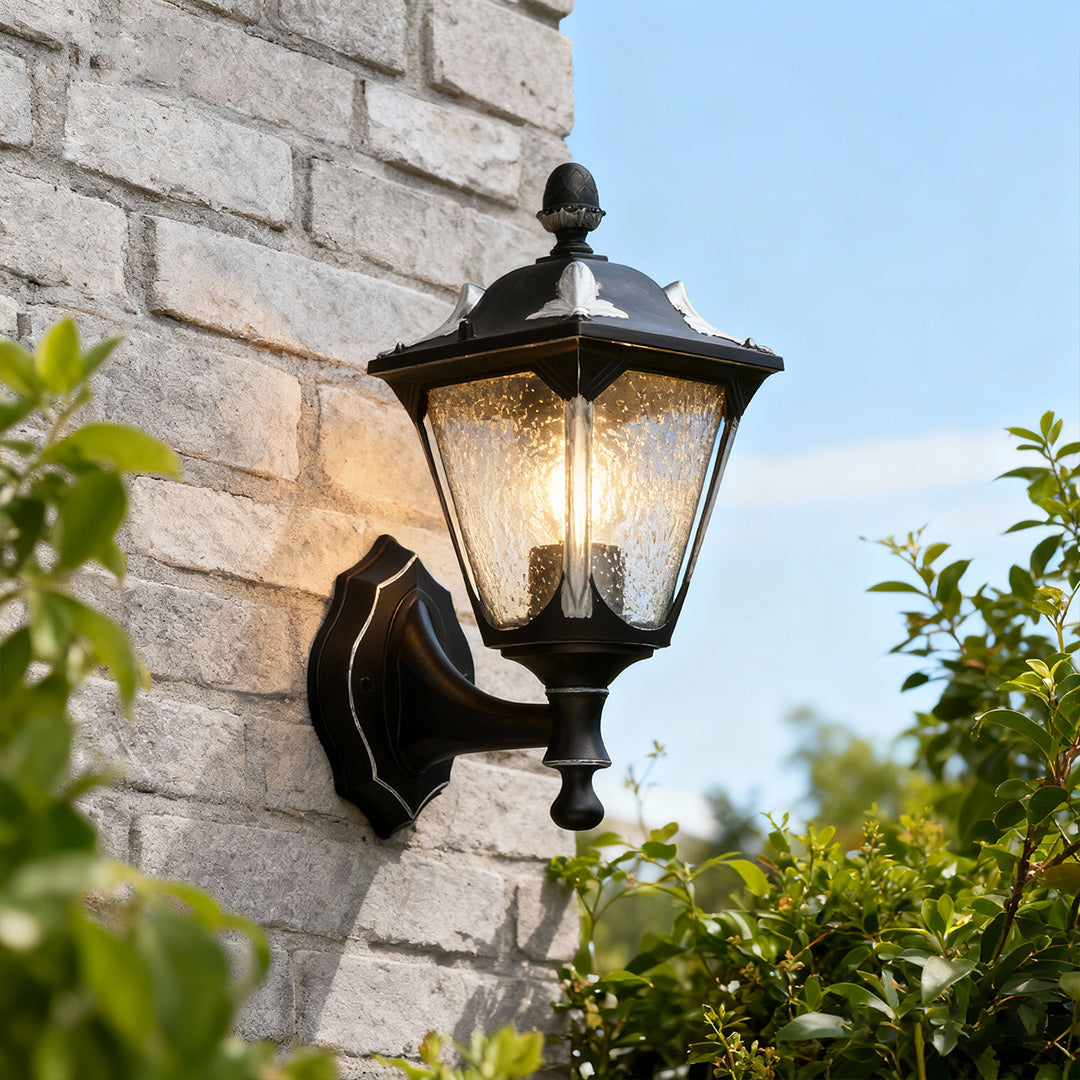 Outdoor Light for Wall Weatherproof Glass Shade Classic Aluminum Lamp