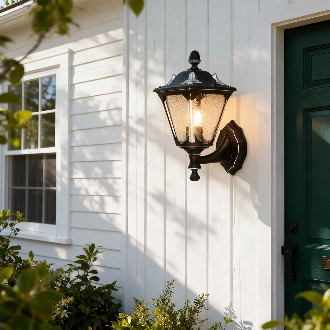 Outdoor Light for Wall Weatherproof Glass Shade Classic Aluminum Lamp