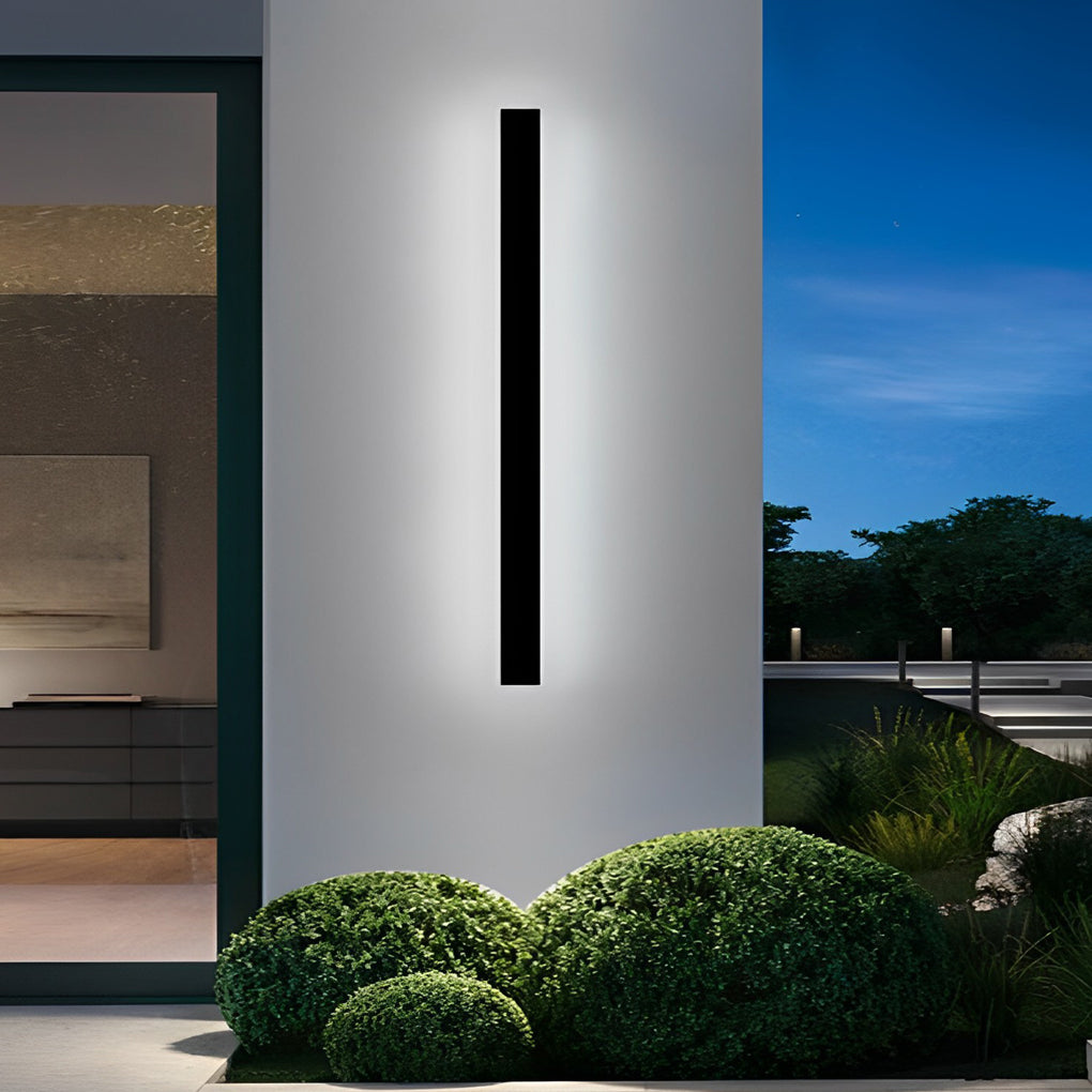Outdoor Linear Wall Light Waterproof Black Modern Solar Ligh