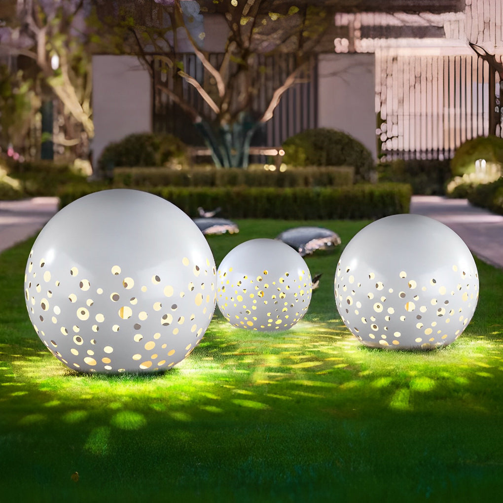Outdoor Sphere Light Waterproof Round Hollow Metal Modern Light