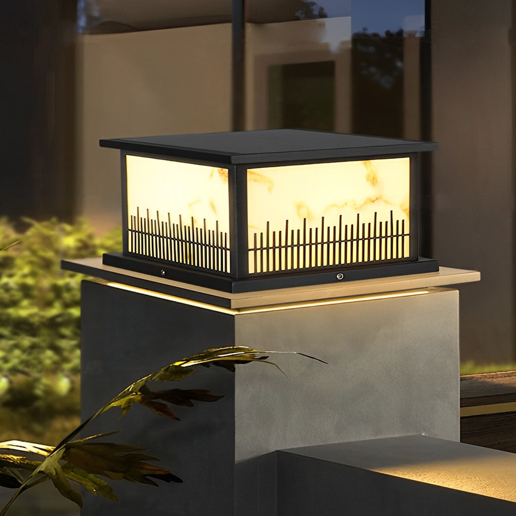 Outdoor Stone Pillar Lights Square Solar Fence Light