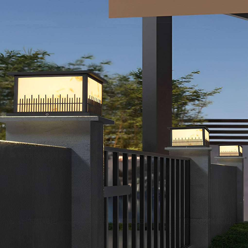 Outdoor Stone Pillar Lights Square Solar Fence Light