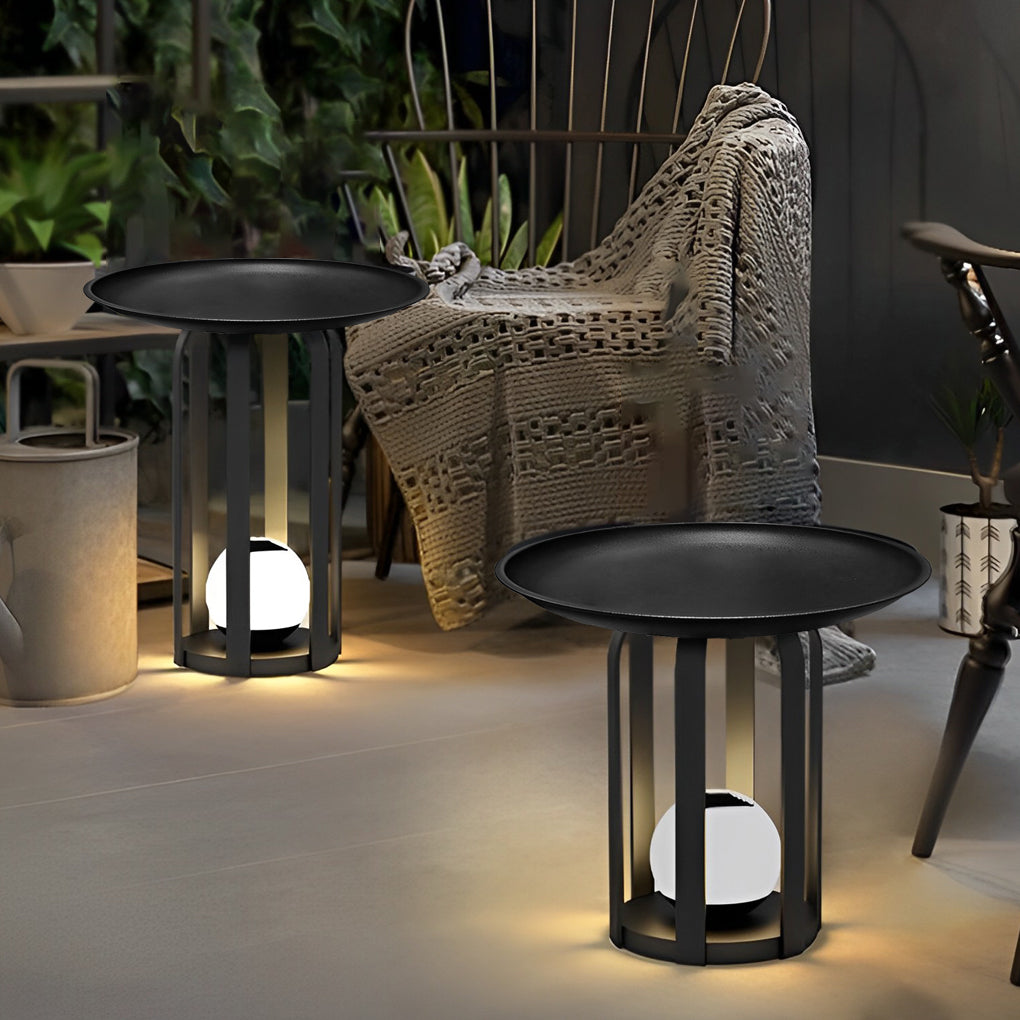 Outdoor Tray Floor Lamp Modern Dual-Function Waterproof Solar Lamp