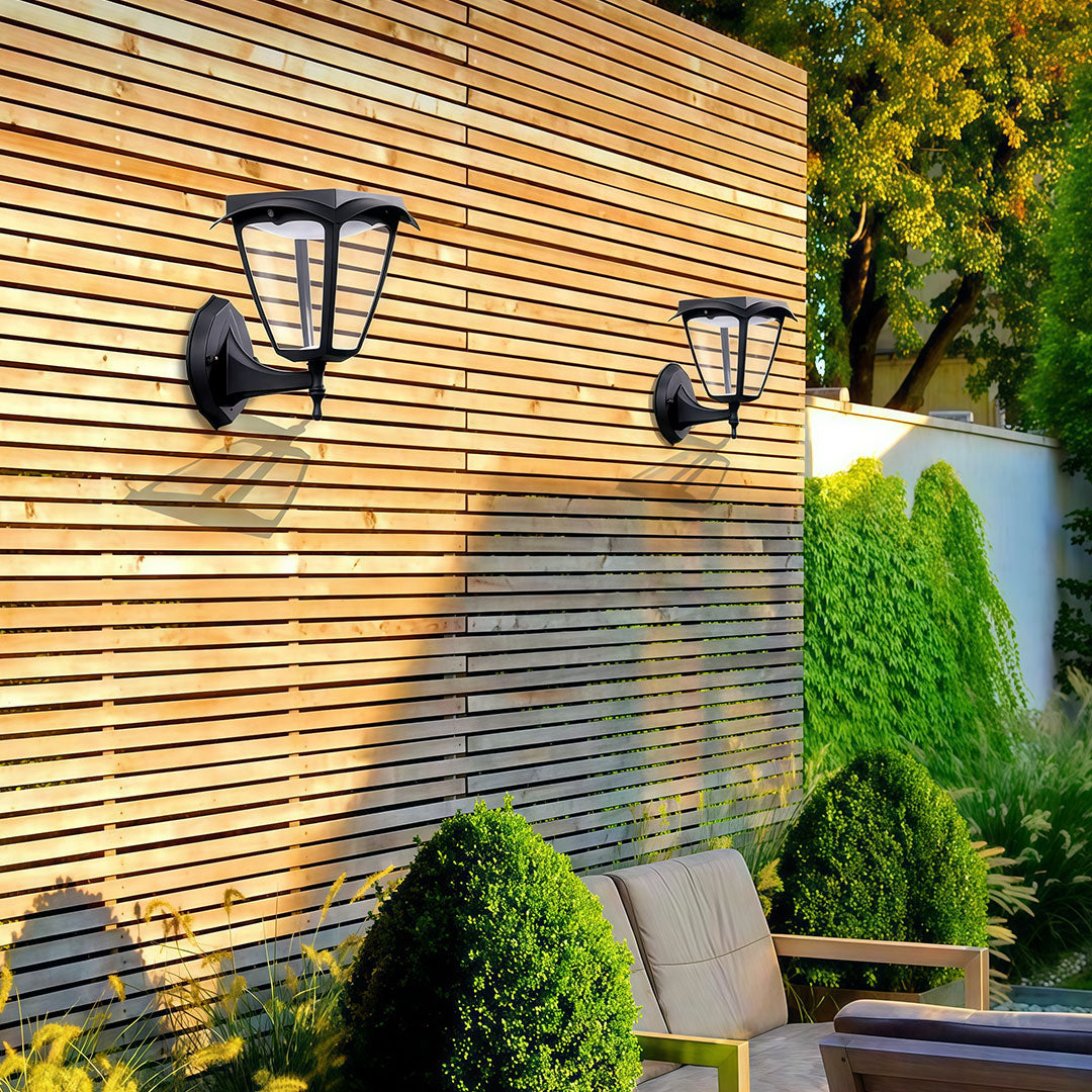 Outdoor Wall Lighting Black Waterproof Solar Lamp