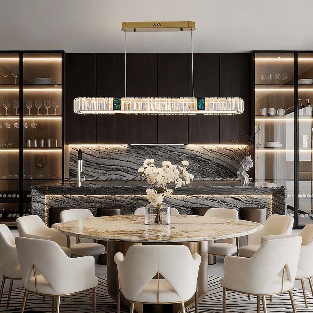 Oval Crystal Chandelier Modern Gold Metal Ceiling Light