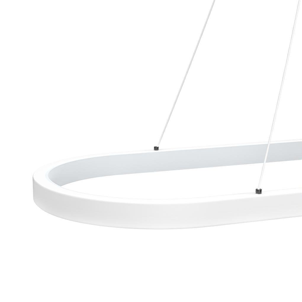 Oval Linear Pendant Light Modern White Metal Ceiling Light