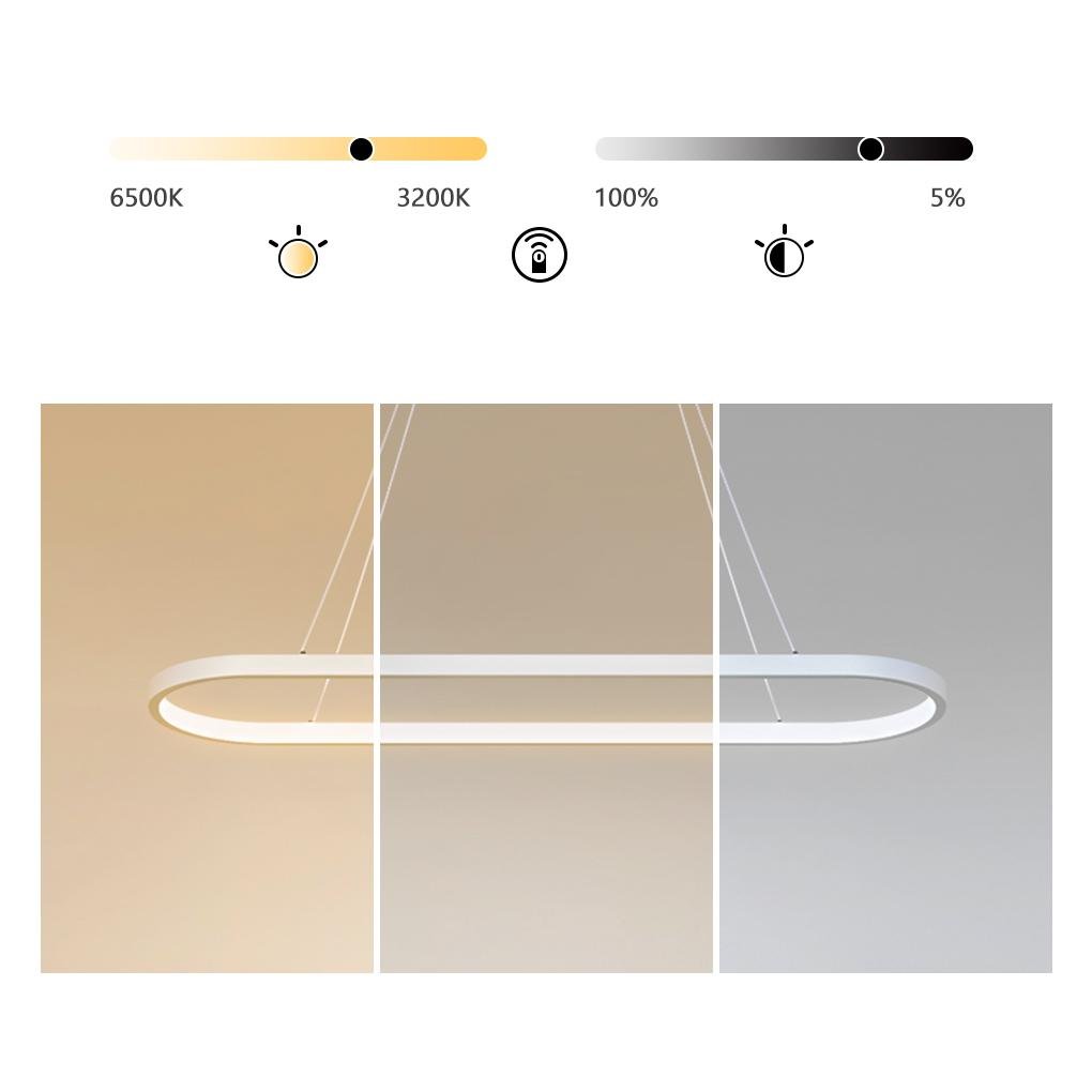 Oval Linear Pendant Light Modern White Metal Ceiling Light