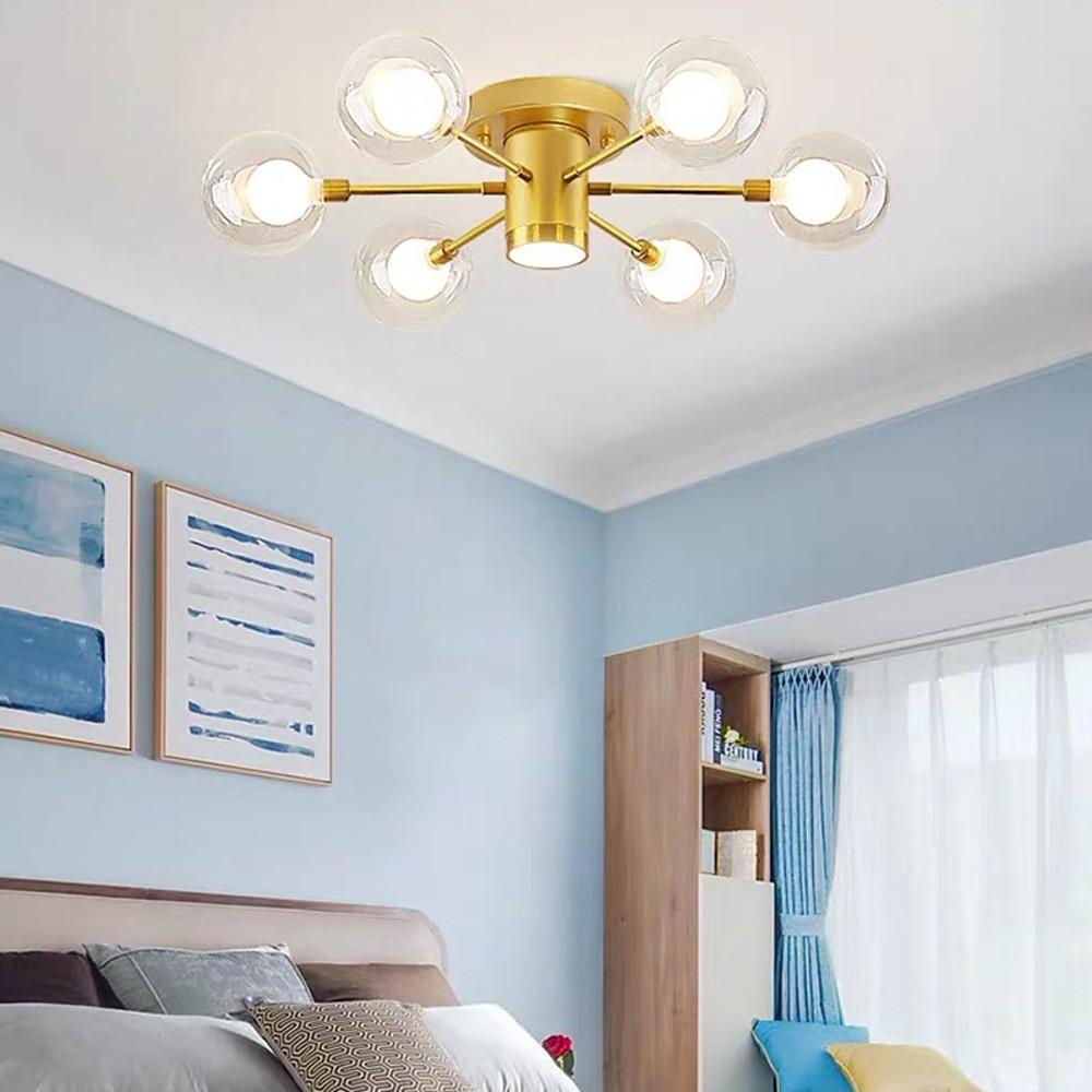 Globe Large Semi Flush Mount Lighting Metal Glass Ceiling Lights