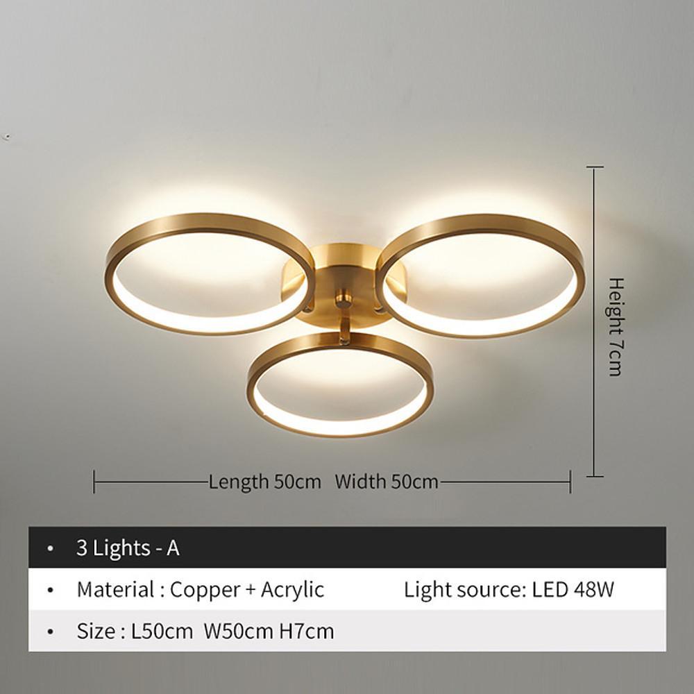 Three Light Flush Mount Ceiling Light LED Copper Modern Flush Mount Lighting