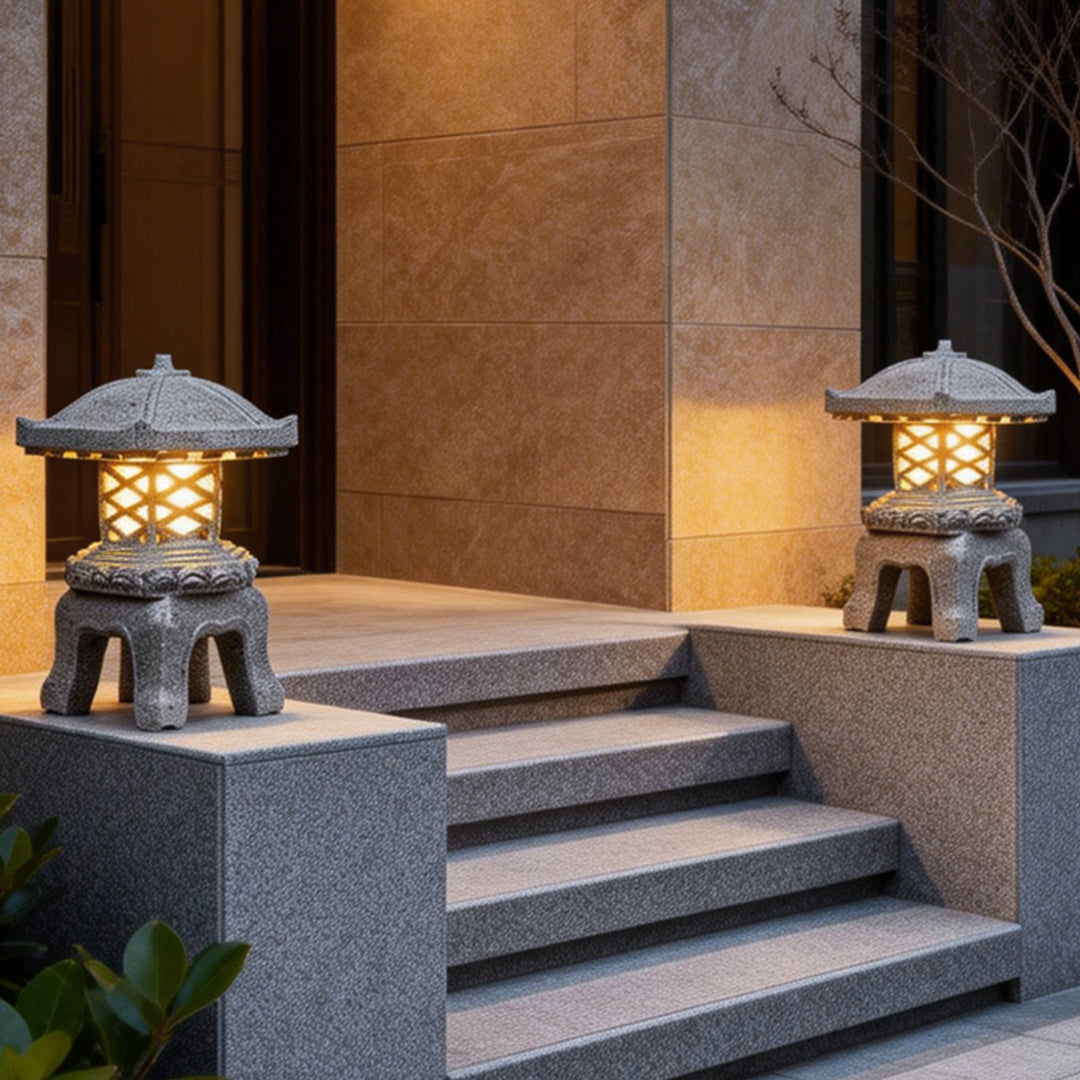 Pagoda Garden Lights Rustic Stone-Mimic Landscape Light